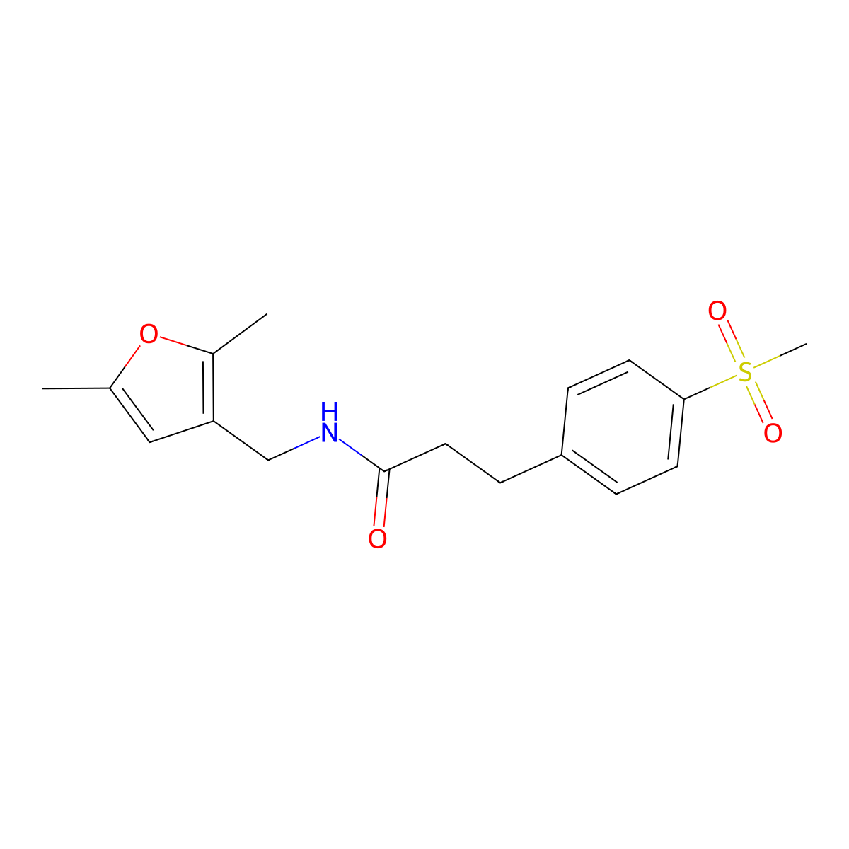 N-((2,5-dimethylfuran-3-yl)methyl)-3-(4-(methylsulfonyl)phenyl)propanamide molecular structure, CAS 2034539-99-4