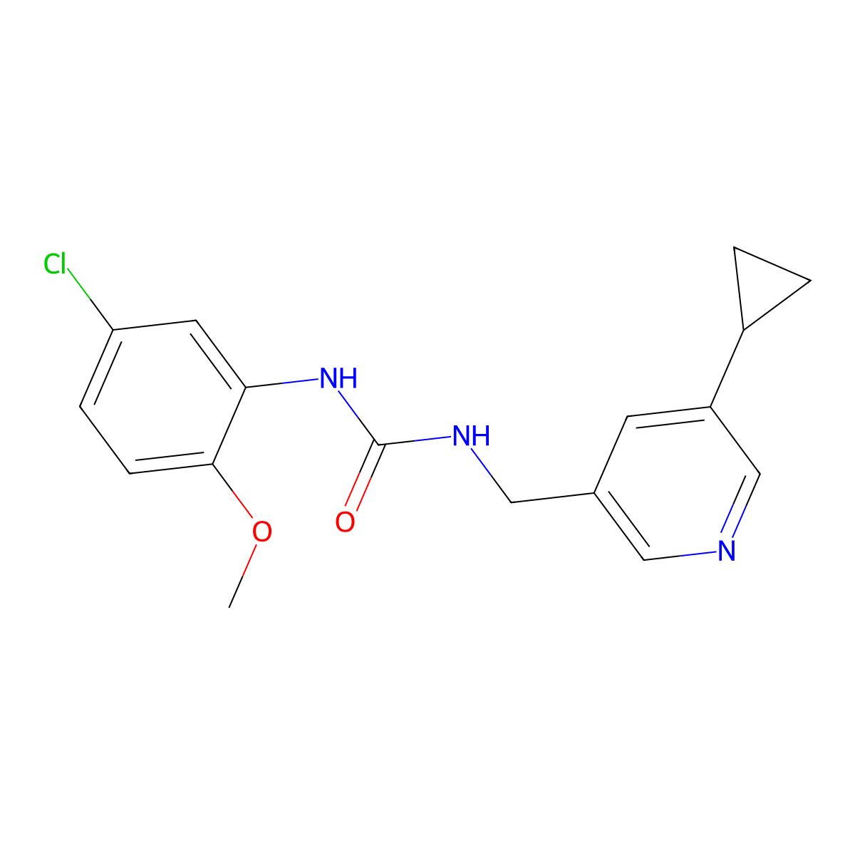 1-(5-Chloro-2-methoxyphenyl)-3-((5-cyclopropylpyridin-3-yl)methyl)urea molecular structure, CAS 2034540-01-5