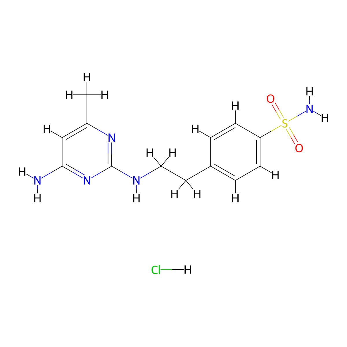 4-(2-((4-Amino-6-methylpyrimidin-2-yl)amino)ethyl)benzenesulfonamide hydrochloride molecular structure, CAS 2034540-05-9