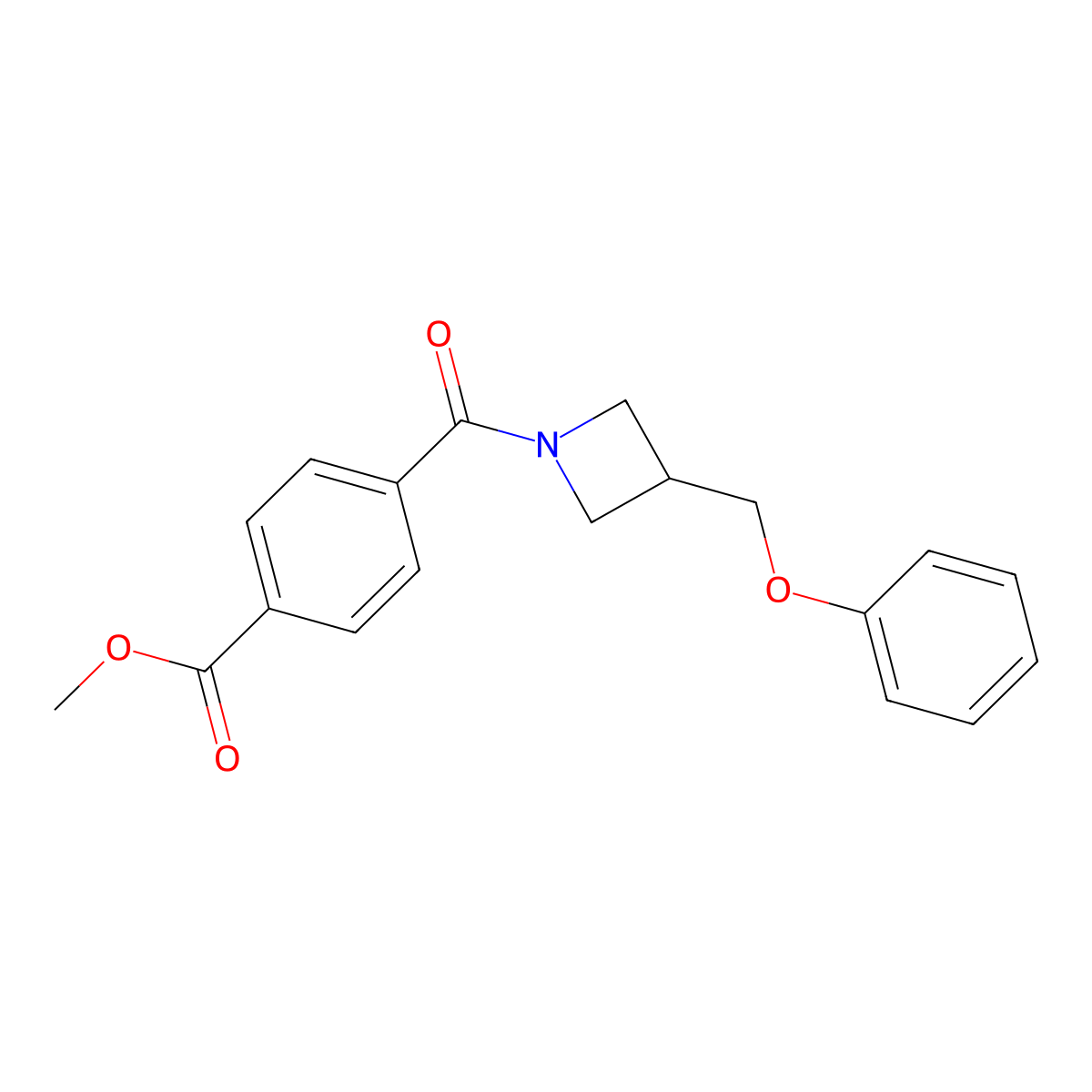 Methyl 4-[3-(phenoxymethyl)azetidine-1-carbonyl]benzoate molecular structure, CAS 2034540-09-3