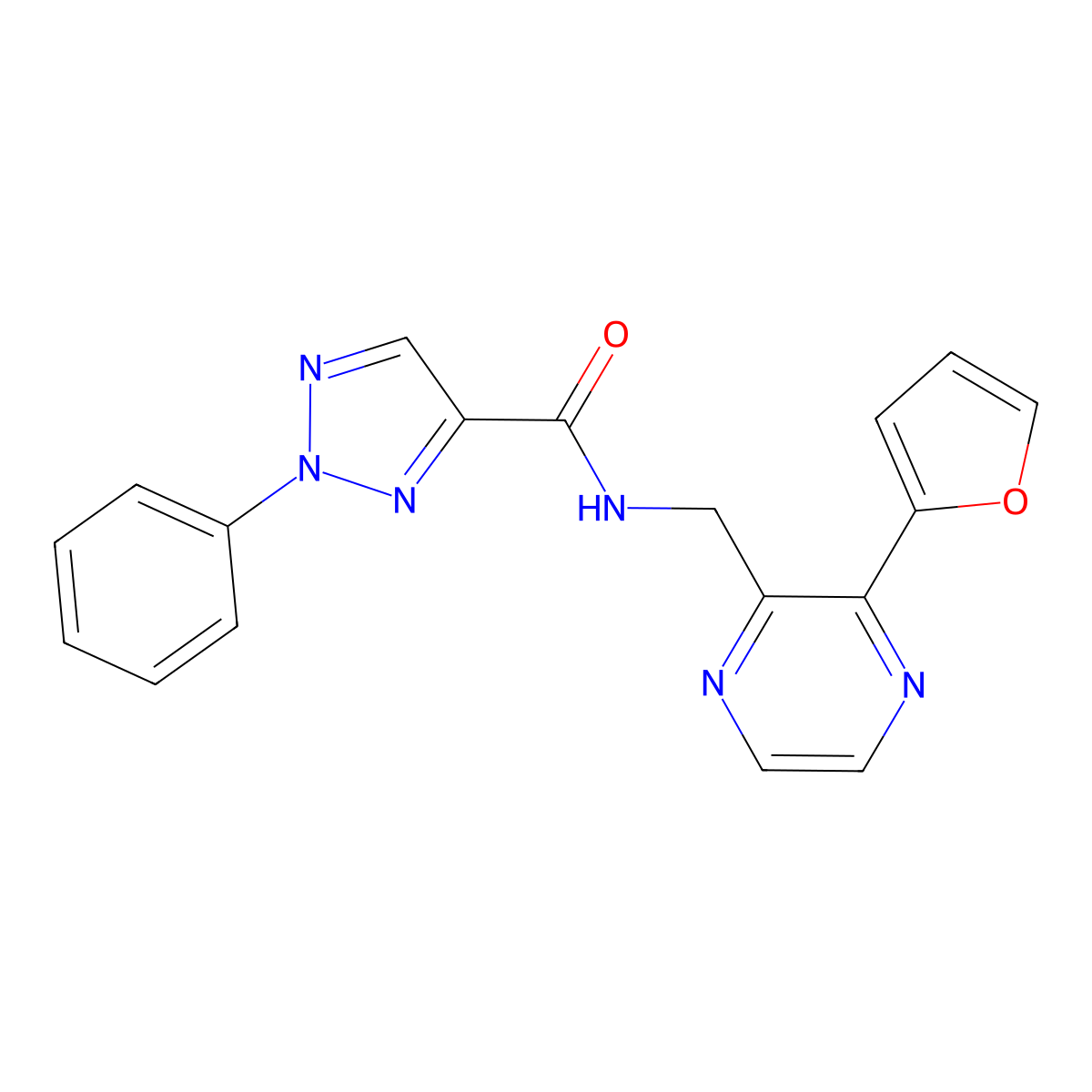 N-{[3-(furan-2-yl)pyrazin-2-yl]methyl}-2-phenyl-2H-1,2,3-triazole-4-carboxamide molecular structure, CAS 2034540-11-7