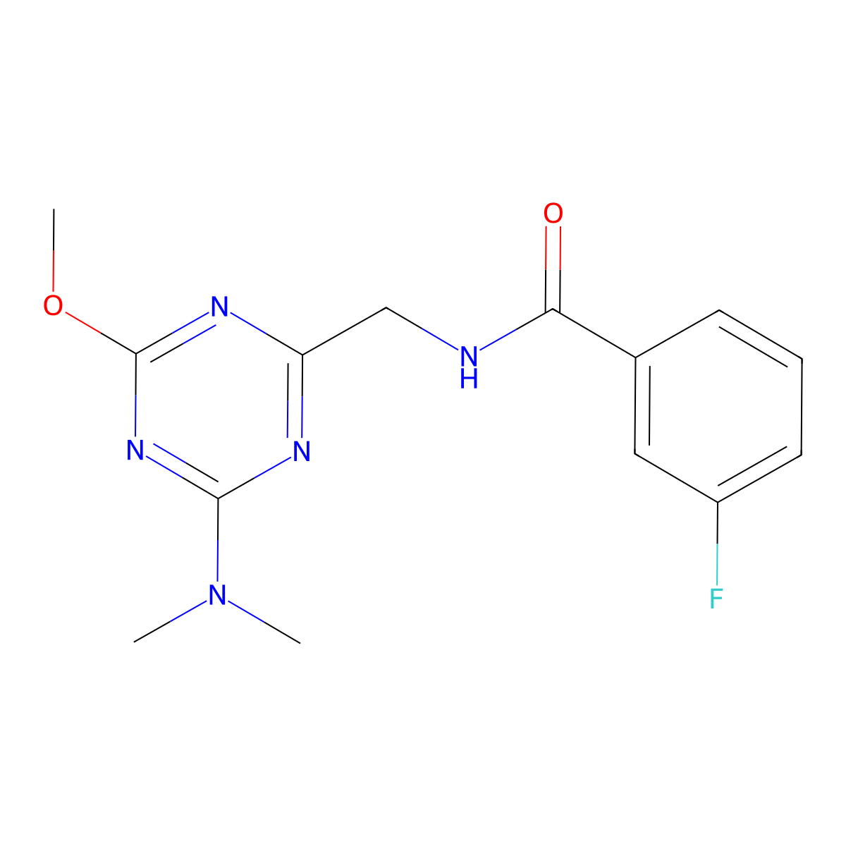 N-{[4-(dimethylamino)-6-methoxy-1,3,5-triazin-2-yl]methyl}-3-fluorobenzamide molecular structure, CAS 2034540-15-1