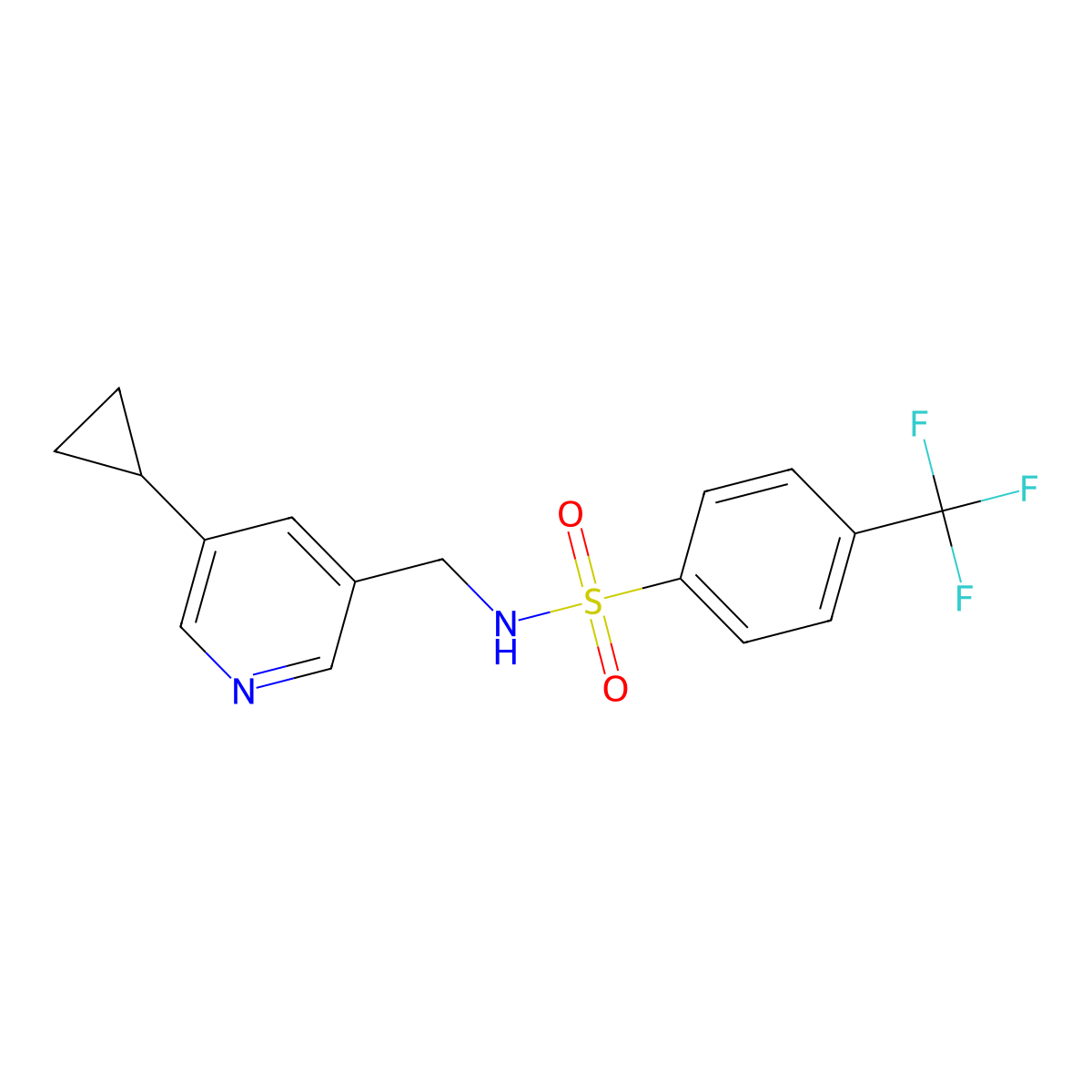 N-((5-cyclopropylpyridin-3-yl)methyl)-4-(trifluoromethyl)benzenesulfonamide molecular structure, CAS 2034540-18-4