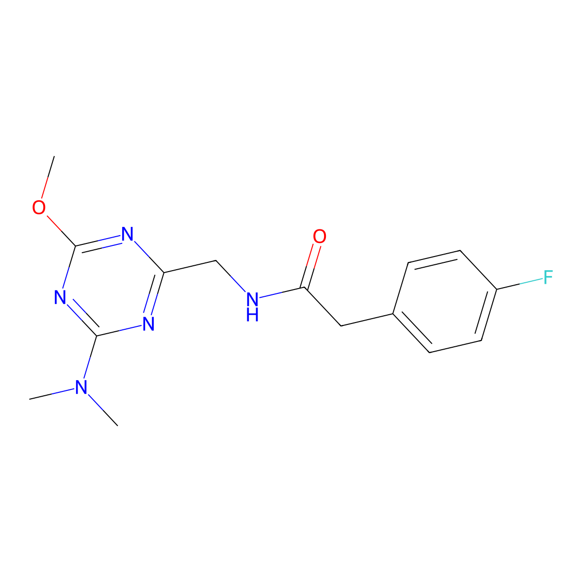 N-{[4-(dimethylamino)-6-methoxy-1,3,5-triazin-2-yl]methyl}-2-(4-fluorophenyl)acetamide molecular structure, CAS 2034540-20-8