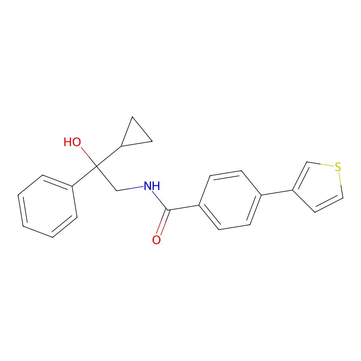 N-(2-cyclopropyl-2-hydroxy-2-phenylethyl)-4-(thiophen-3-yl)benzamide molecular structure, CAS 2034540-21-9