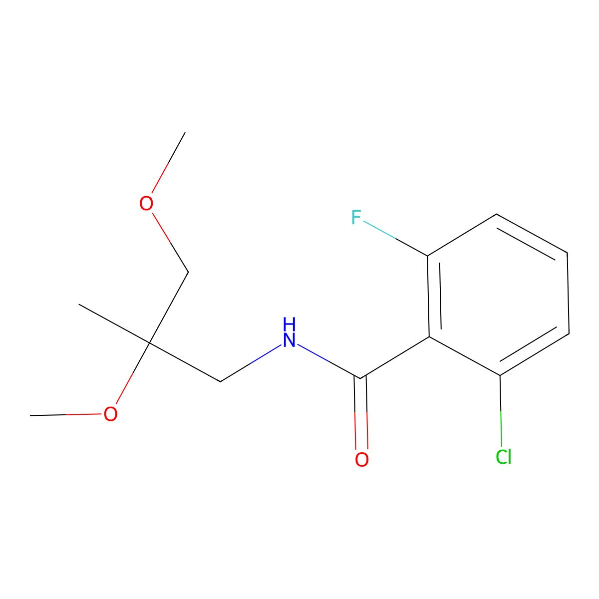 2-chloro-N-(2,3-dimethoxy-2-methylpropyl)-6-fluorobenzamide molecular structure, CAS 2034540-22-0