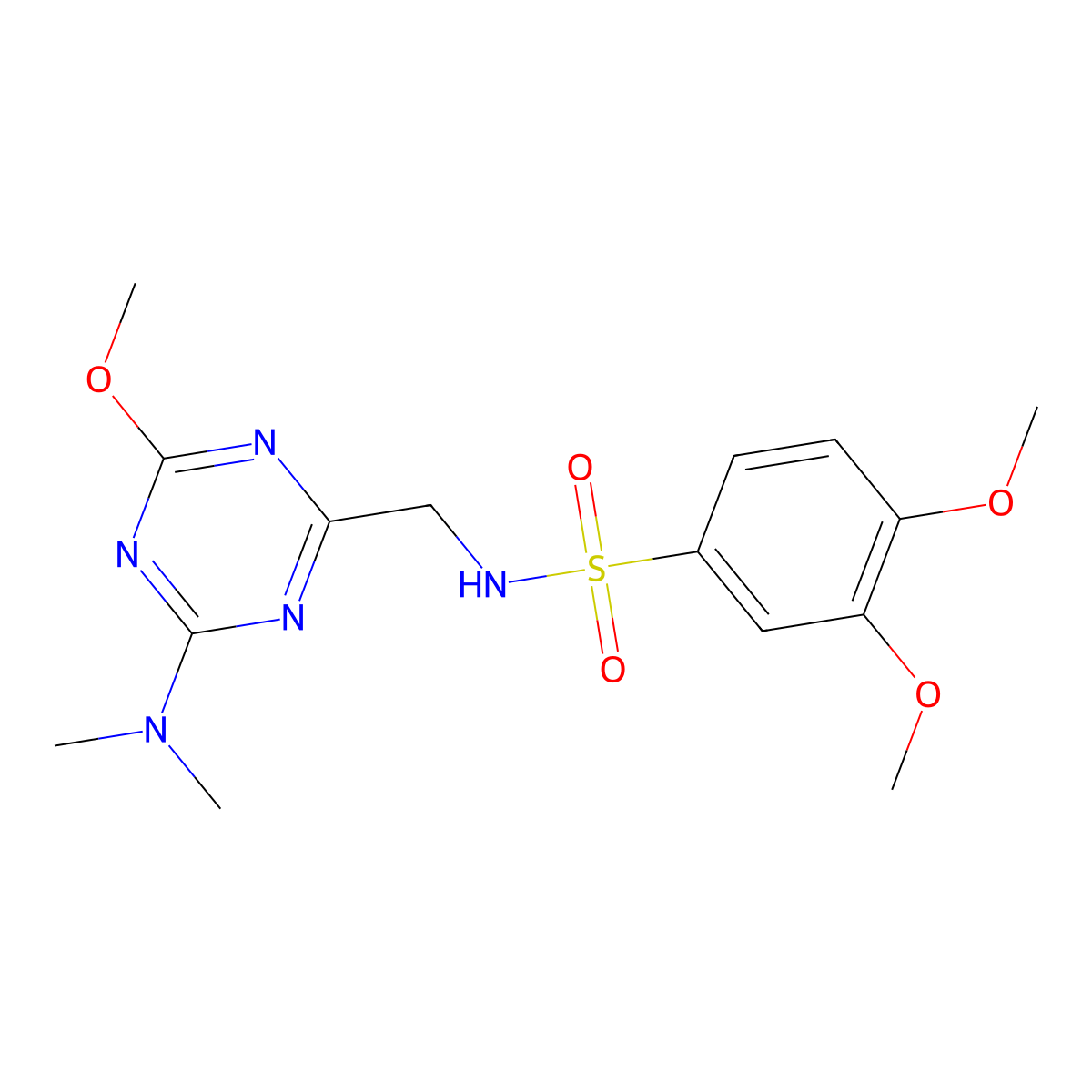 N-((4-(dimethylamino)-6-methoxy-1,3,5-triazin-2-yl)methyl)-3,4-dimethoxybenzenesulfonamide molecular structure, CAS 2034540-30-0