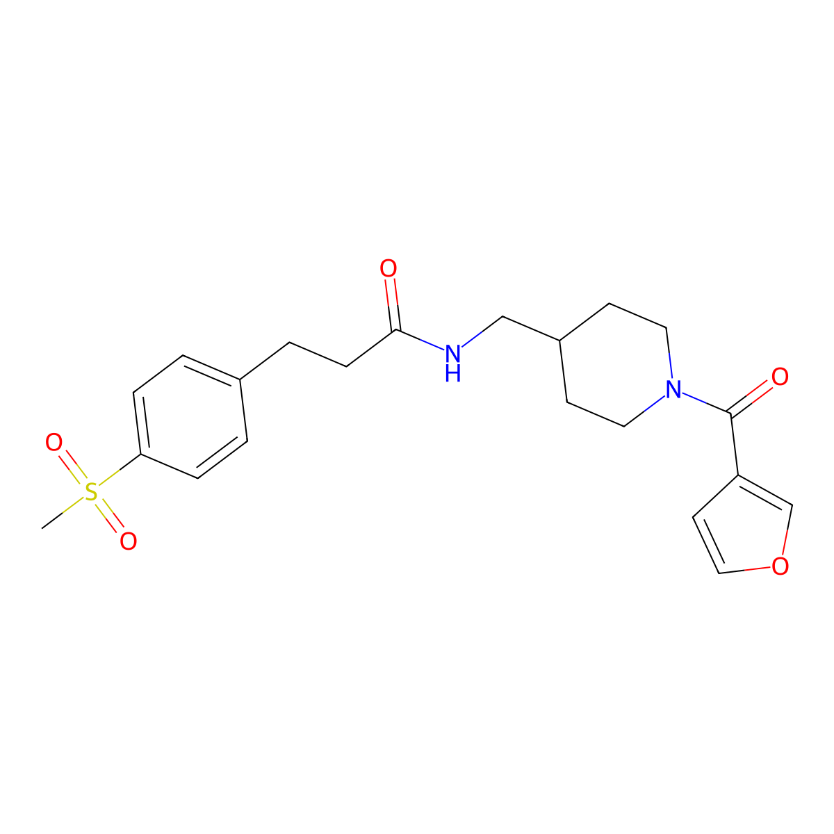 N-((1-(furan-3-carbonyl)piperidin-4-yl)methyl)-3-(4-(methylsulfonyl)phenyl)propanamide molecular structure, CAS 2034540-31-1