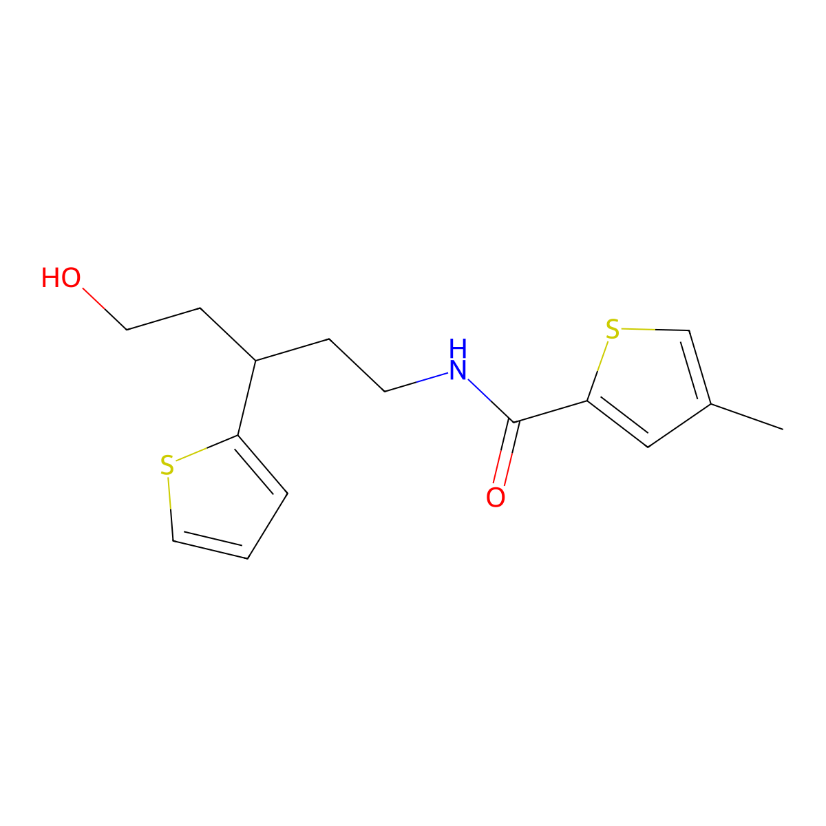 N-[5-hydroxy-3-(thiophen-2-yl)pentyl]-4-methylthiophene-2-carboxamide molecular structure, CAS 2034540-33-3