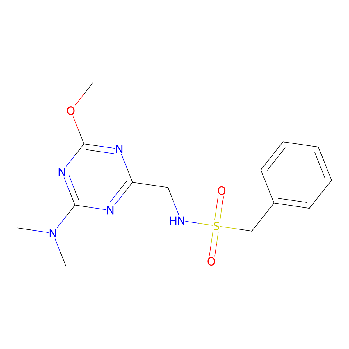 N-{[4-(dimethylamino)-6-methoxy-1,3,5-triazin-2-yl]methyl}-1-phenylmethanesulfonamide molecular structure, CAS 2034540-34-4