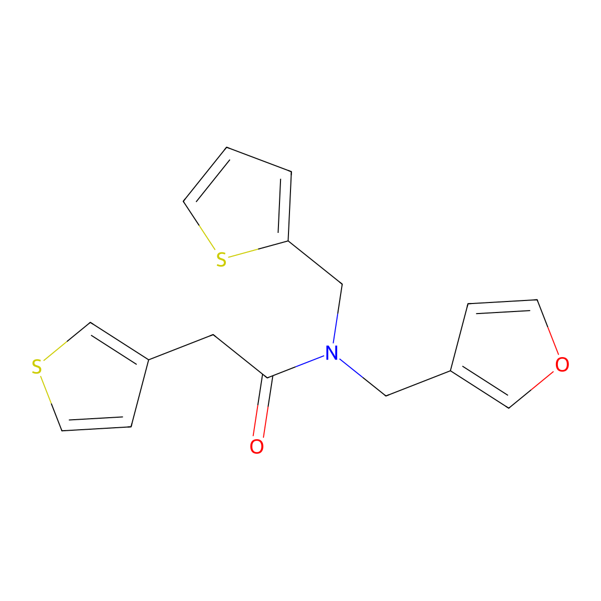 N-(furan-3-ylmethyl)-N-(thiophen-2-ylmethyl)-2-(thiophen-3-yl)acetamide molecular structure, CAS 2034540-35-5
