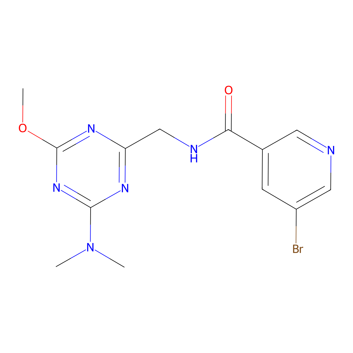 5-bromo-N-((4-(dimethylamino)-6-methoxy-1,3,5-triazin-2-yl)methyl)nicotinamide molecular structure, CAS 2034540-43-5