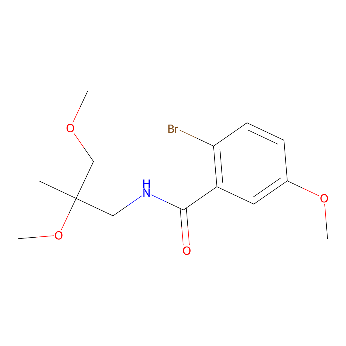 2-bromo-N-(2,3-dimethoxy-2-methylpropyl)-5-methoxybenzamide molecular structure, CAS 2034540-45-7