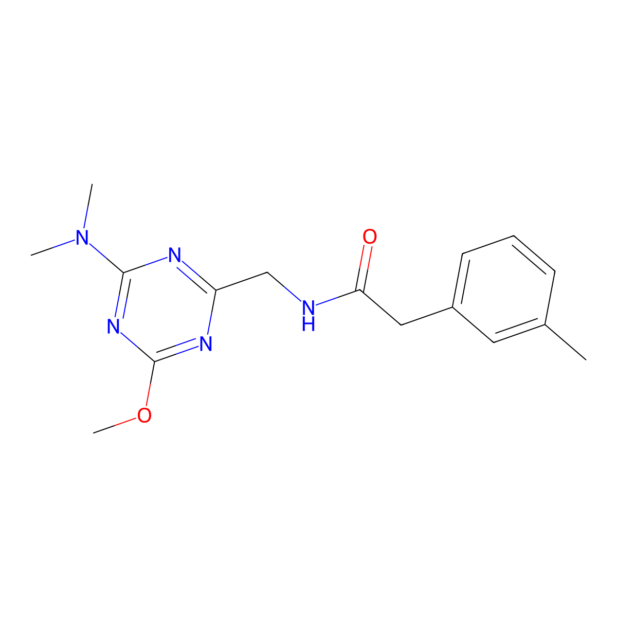 N-((4-(dimethylamino)-6-methoxy-1,3,5-triazin-2-yl)methyl)-2-(m-tolyl)acetamide molecular structure, CAS 2034540-47-9