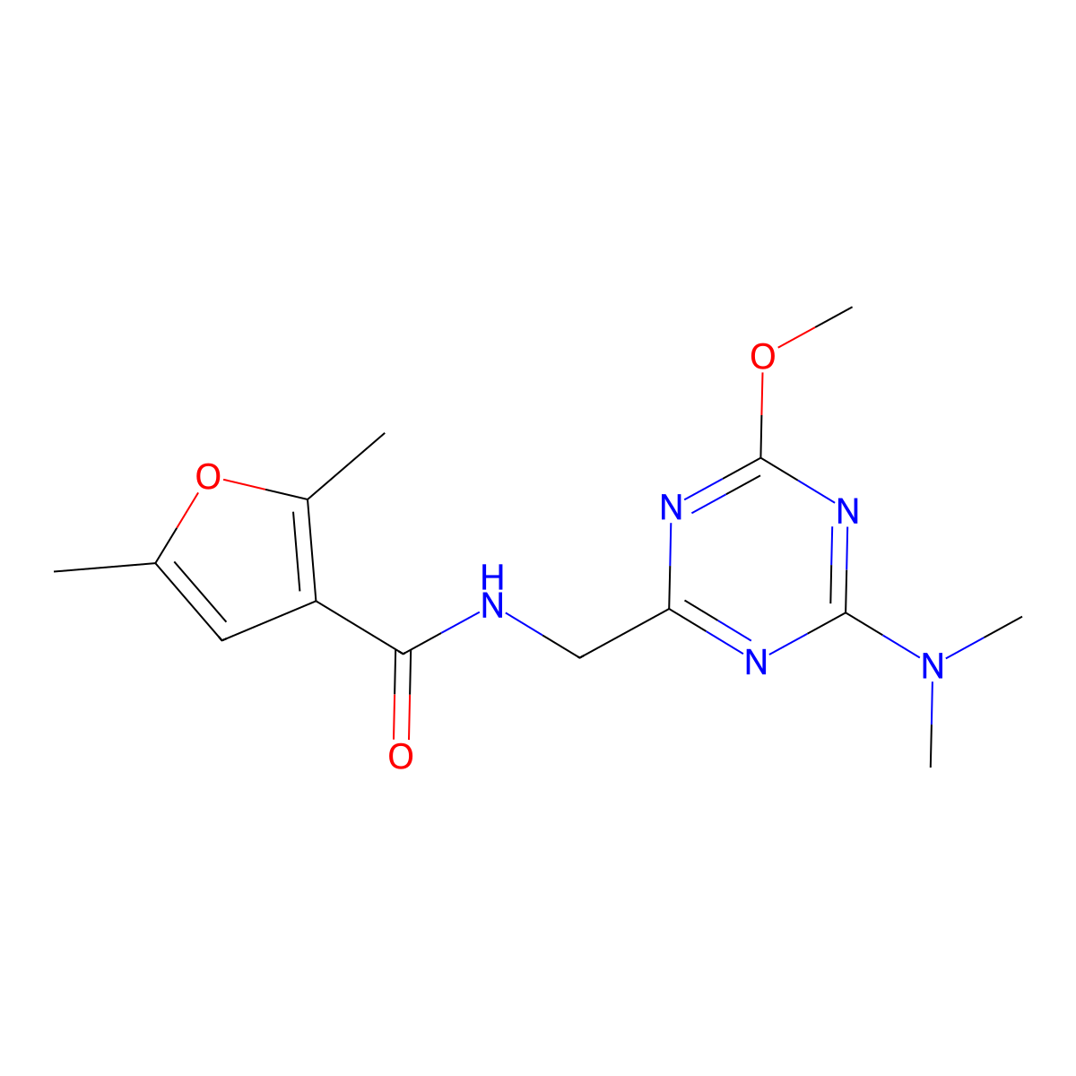 N-{[4-(dimethylamino)-6-methoxy-1,3,5-triazin-2-yl]methyl}-2,5-dimethylfuran-3-carboxamide molecular structure, CAS 2034540-50-4