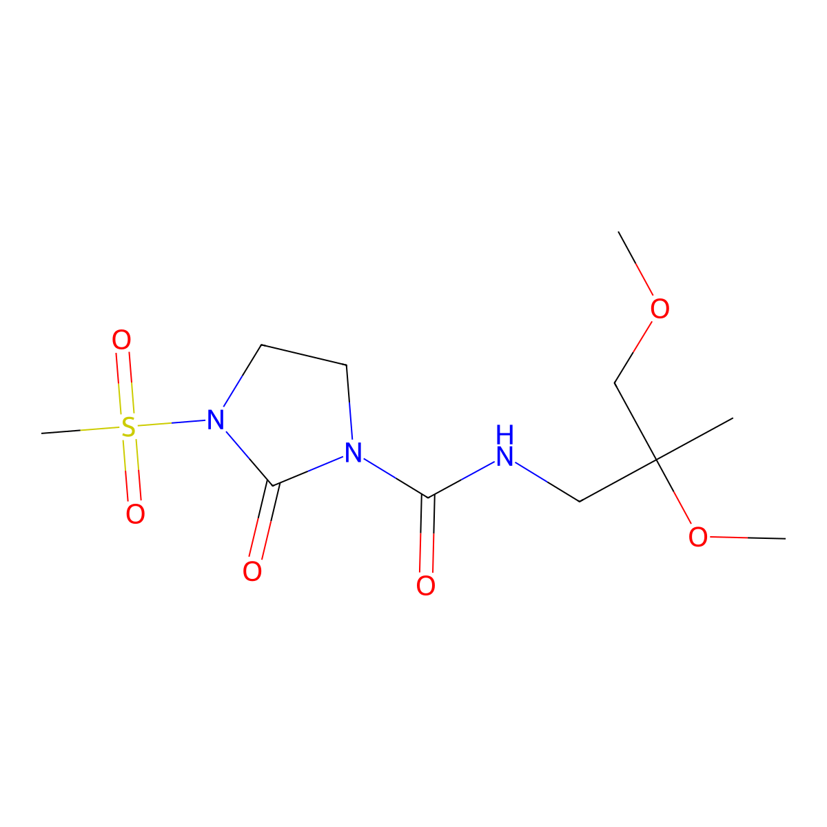 N-(2,3-dimethoxy-2-methylpropyl)-3-(methylsulfonyl)-2-oxoimidazolidine-1-carboxamide molecular structure, CAS 2034540-52-6