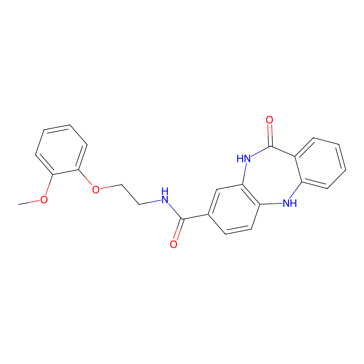N-(2-(2-methoxyphenoxy)ethyl)-11-oxo-10,11-dihydro-5H-dibenzo[b,e][1,4]diazepine-8-carboxamide molecular structure, CAS 2034540-55-9