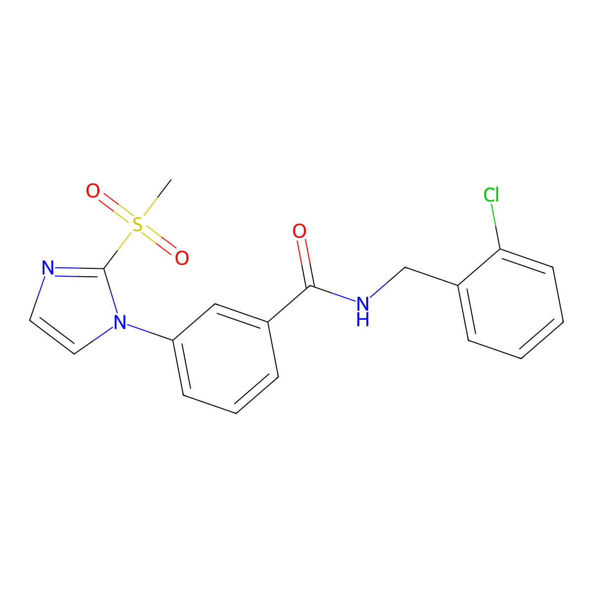 N-(2-chlorobenzyl)-3-(2-(methylsulfonyl)-1H-imidazol-1-yl)benzamide molecular structure, CAS 2034540-56-0