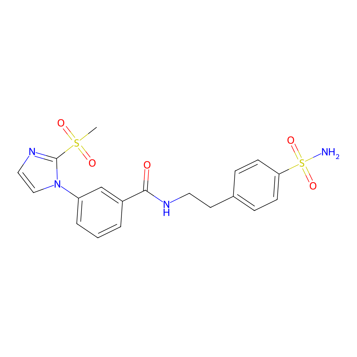 3-(2-(methylsulfonyl)-1H-imidazol-1-yl)-N-(4-sulfamoylphenethyl)benzamide molecular structure, CAS 2034540-61-7