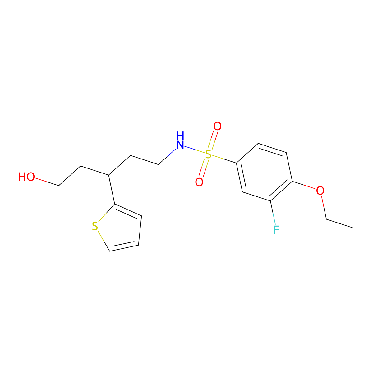 4-ethoxy-3-fluoro-N-(5-hydroxy-3-(thiophen-2-yl)pentyl)benzenesulfonamide molecular structure, CAS 2034540-69-5