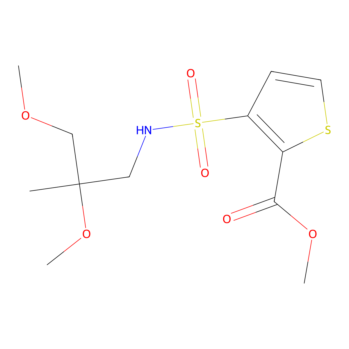 Methyl 3-[(2,3-dimethoxy-2-methylpropyl)sulfamoyl]thiophene-2-carboxylate molecular structure, CAS 2034540-72-0