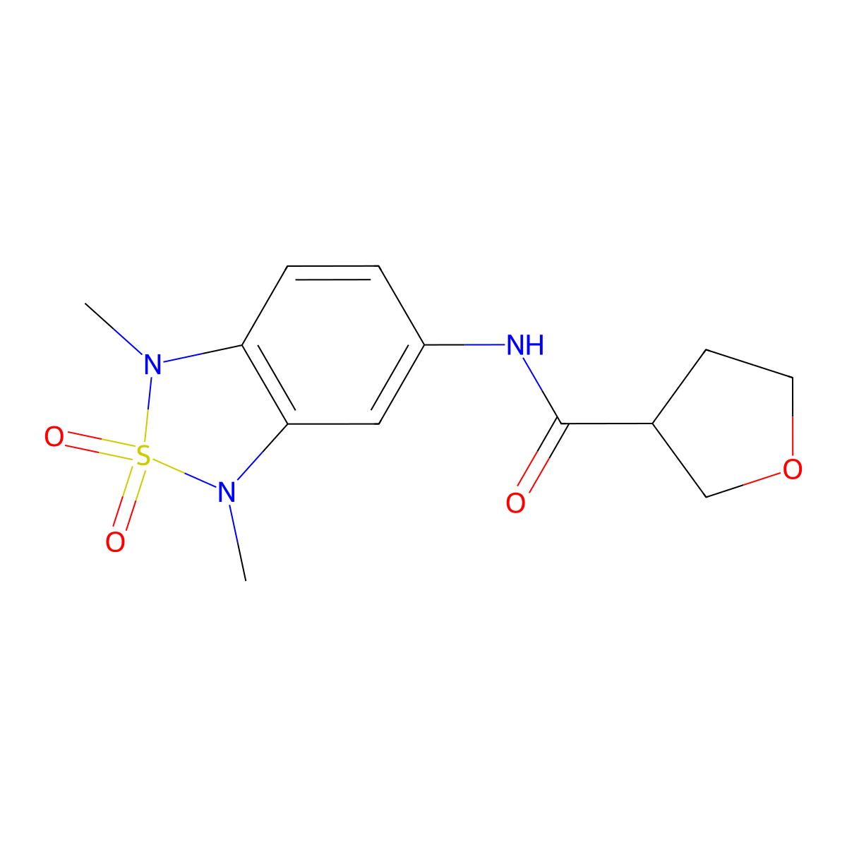 N-(1,3-dimethyl-2,2-dioxido-1,3-dihydrobenzo[c][1,2,5]thiadiazol-5-yl)tetrahydrofuran-3-carboxamide molecular structure, CAS 2034540-82-2