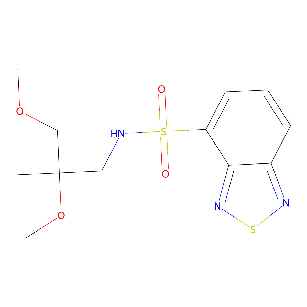 N-(2,3-dimethoxy-2-methylpropyl)-2,1,3-benzothiadiazole-4-sulfonamide molecular structure, CAS 2034540-87-7