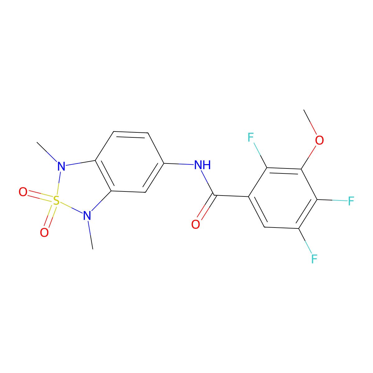 N-(1,3-dimethyl-2,2-dioxido-1,3-dihydrobenzo[c][1,2,5]thiadiazol-5-yl)-2,4,5-trifluoro-3-methoxybenzamide molecular structure, CAS 2034540-88-8