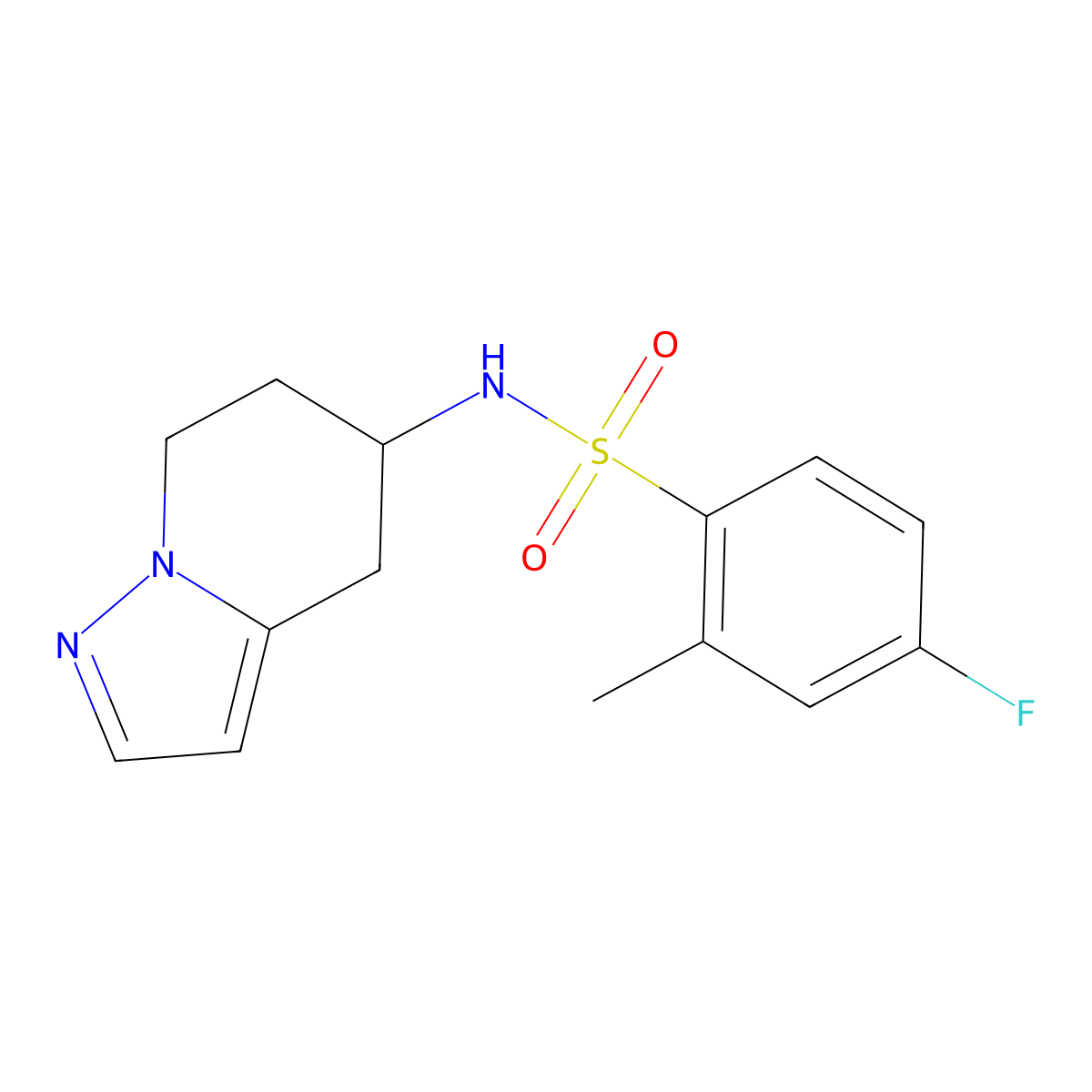 4-fluoro-2-methyl-N-(4,5,6,7-tetrahydropyrazolo[1,5-a]pyridin-5-yl)benzenesulfonamide molecular structure, CAS 2034540-89-9