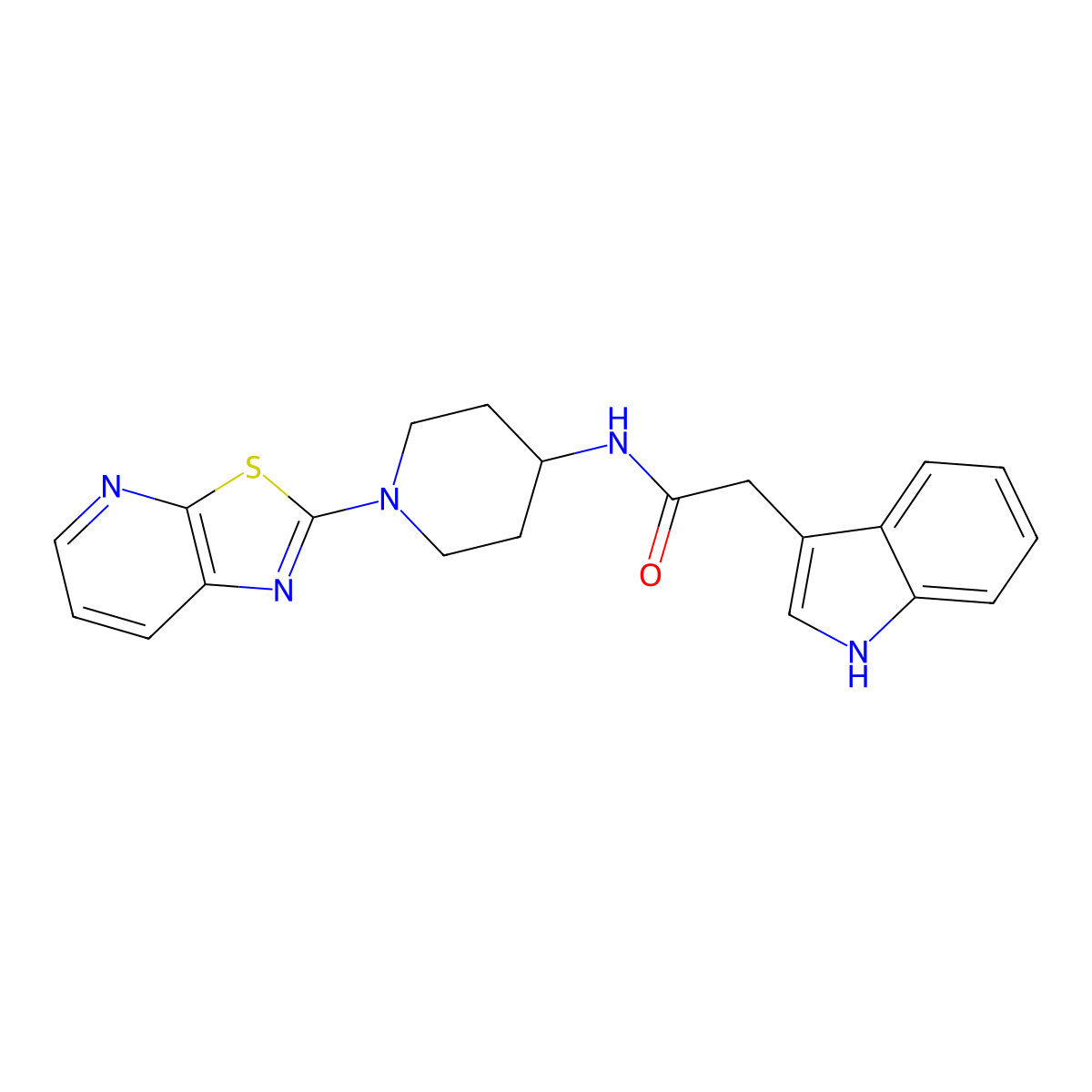 2-(1H-indol-3-yl)-N-(1-(thiazolo[5,4-b]pyridin-2-yl)piperidin-4-yl)acetamide molecular structure, CAS 2034540-91-3