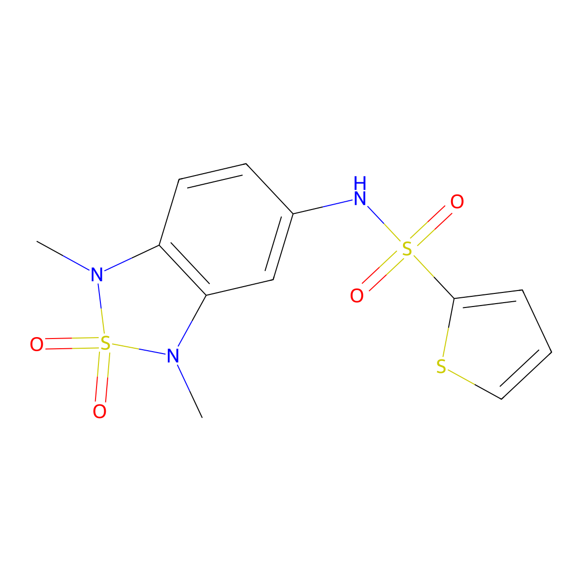 N-(1,3-dimethyl-2,2-dioxido-1,3-dihydrobenzo[c][1,2,5]thiadiazol-5-yl)thiophene-2-sulfonamide molecular structure, CAS 2034540-92-4