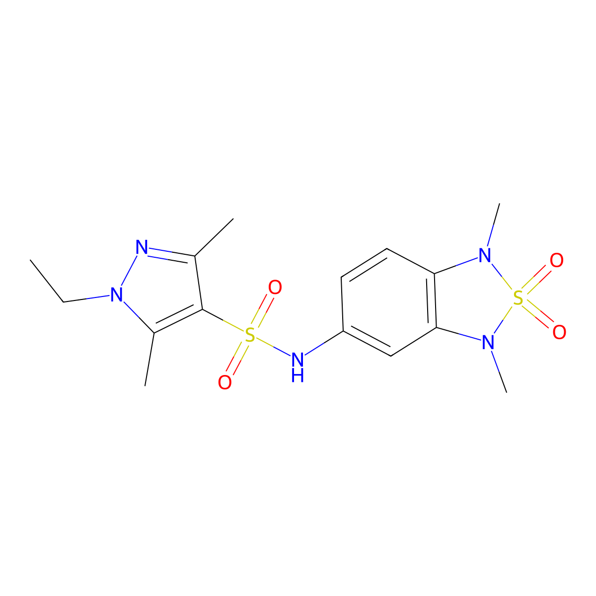 N-(1,3-dimethyl-2,2-dioxido-1,3-dihydrobenzo[c][1,2,5]thiadiazol-5-yl)-1-ethyl-3,5-dimethyl-1H-pyrazole-4-sulfonamide molecular structure, CAS 2034540-99-1