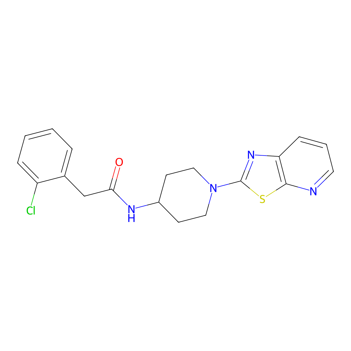 2-(2-chlorophenyl)-N-(1-(thiazolo[5,4-b]pyridin-2-yl)piperidin-4-yl)acetamide molecular structure, CAS 2034541-00-7