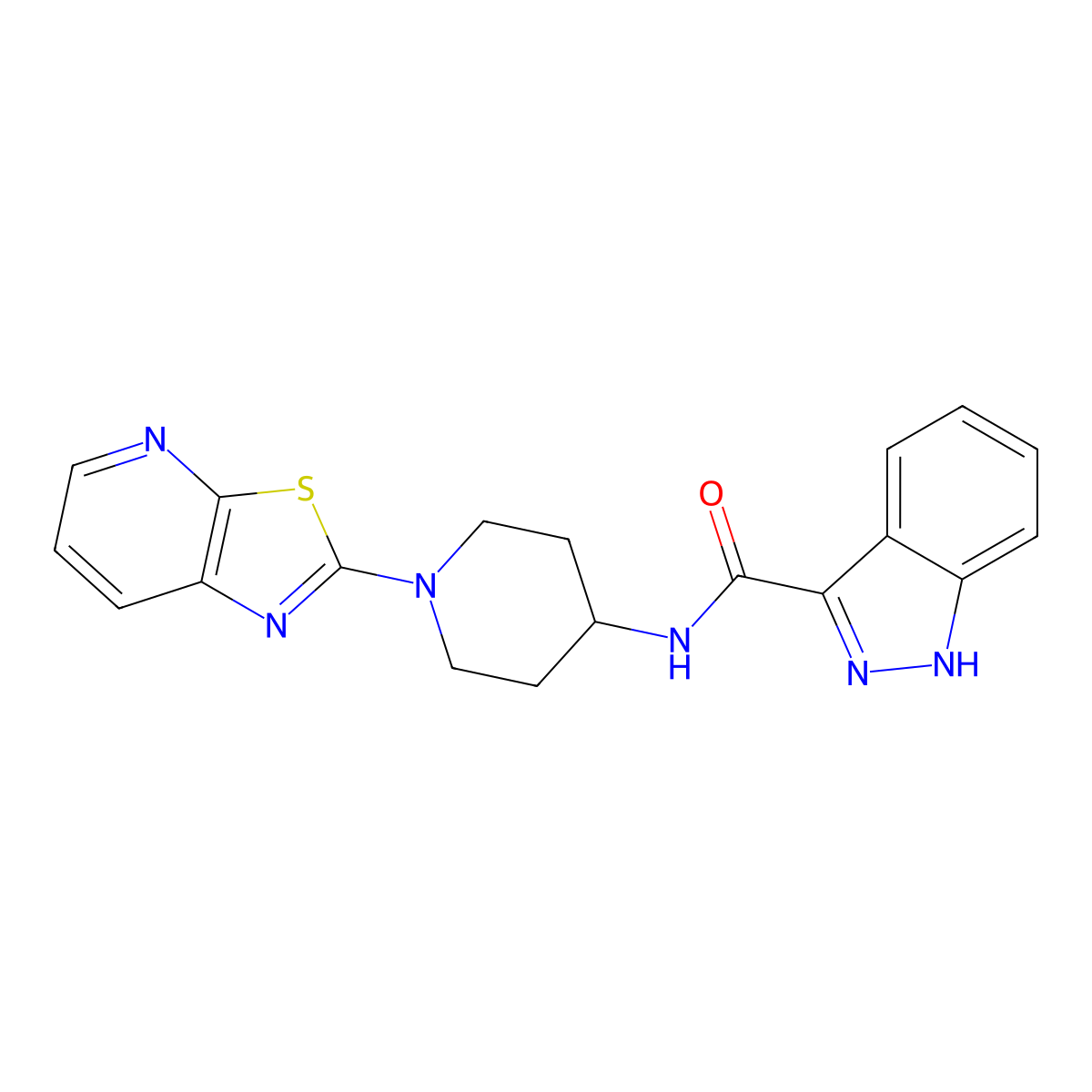 N-(1-(thiazolo[5,4-b]pyridin-2-yl)piperidin-4-yl)-1H-indazole-3-carboxamide molecular structure, CAS 2034541-04-1