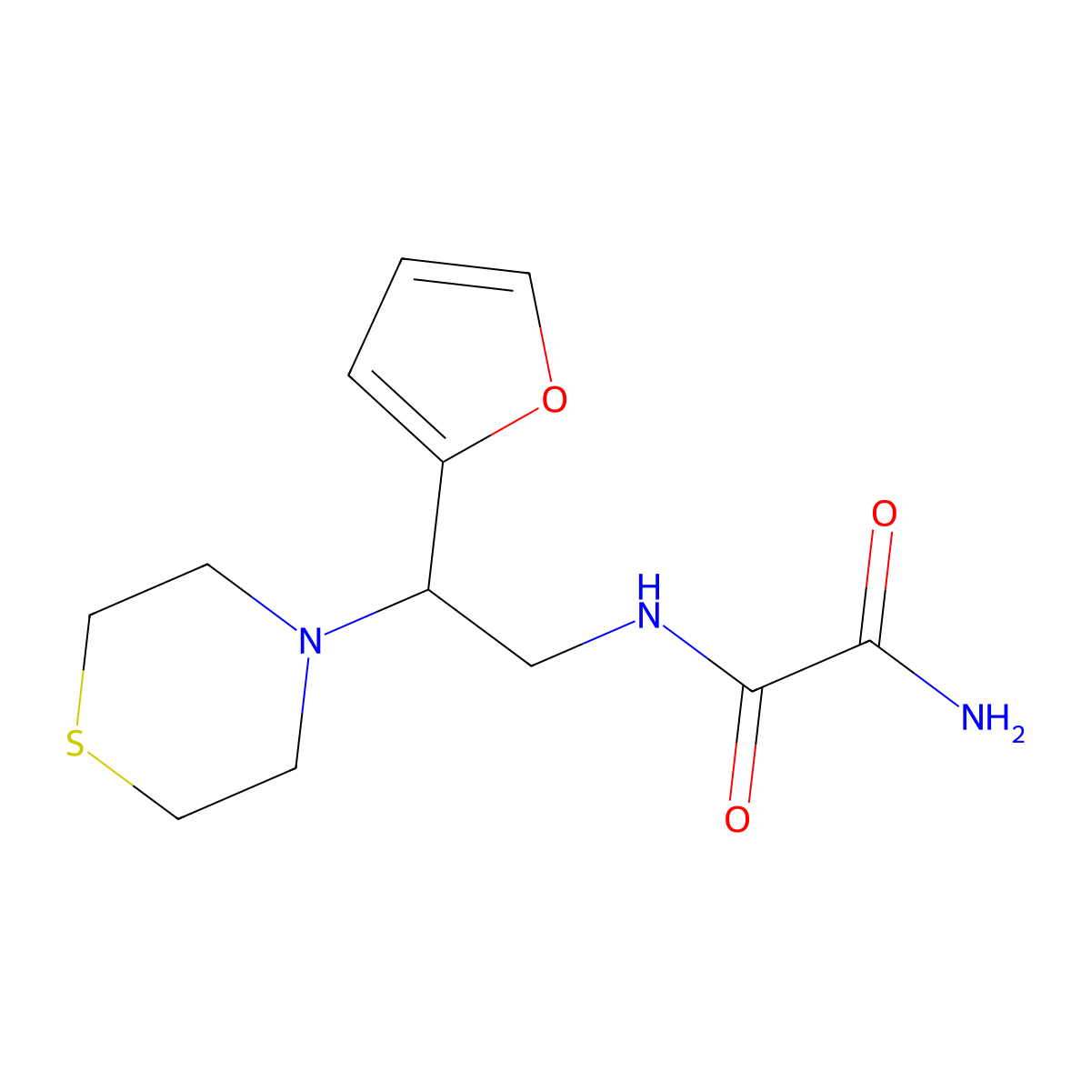 N1-(2-(furan-2-yl)-2-thiomorpholinoethyl)oxalamide molecular structure, CAS 2034541-12-1