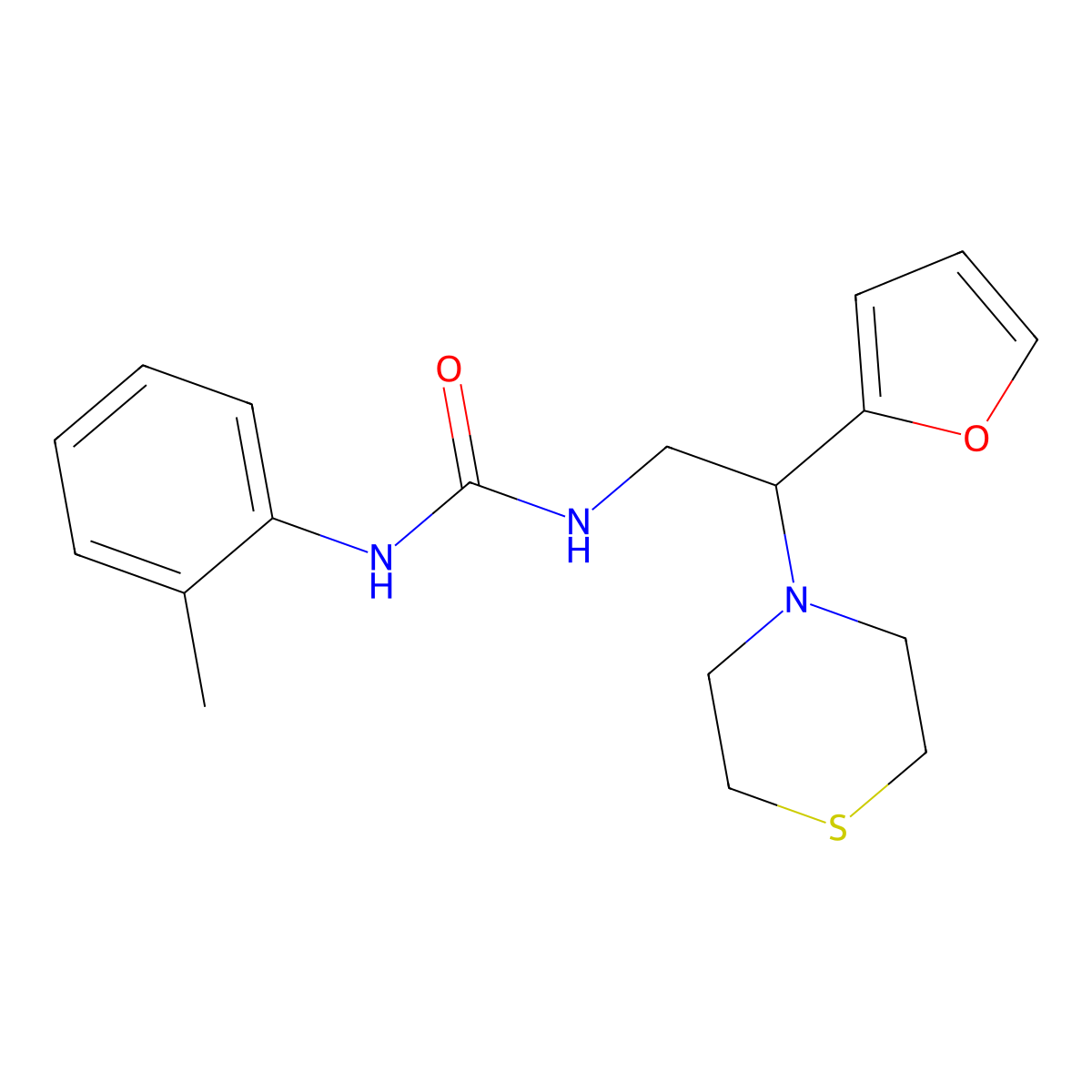 1-(2-(Furan-2-yl)-2-thiomorpholinoethyl)-3-(o-tolyl)urea molecular structure, CAS 2034541-17-6