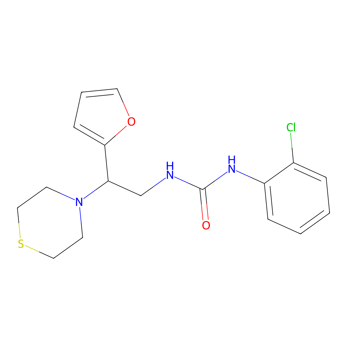 1-(2-Chlorophenyl)-3-(2-(furan-2-yl)-2-thiomorpholinoethyl)urea molecular structure, CAS 2034541-22-3