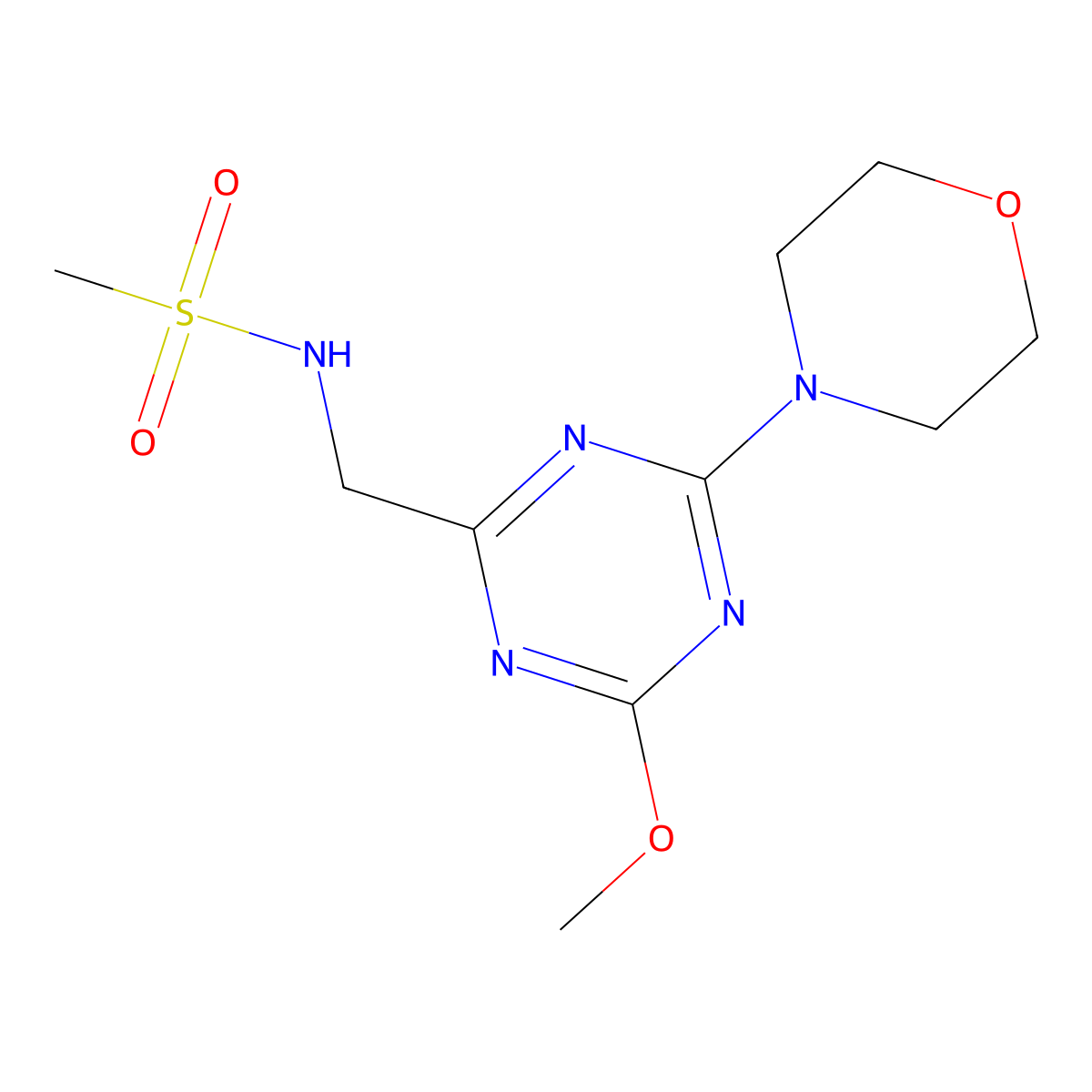 N-((4-methoxy-6-morpholino-1,3,5-triazin-2-yl)methyl)methanesulfonamide molecular structure, CAS 2034541-29-0
