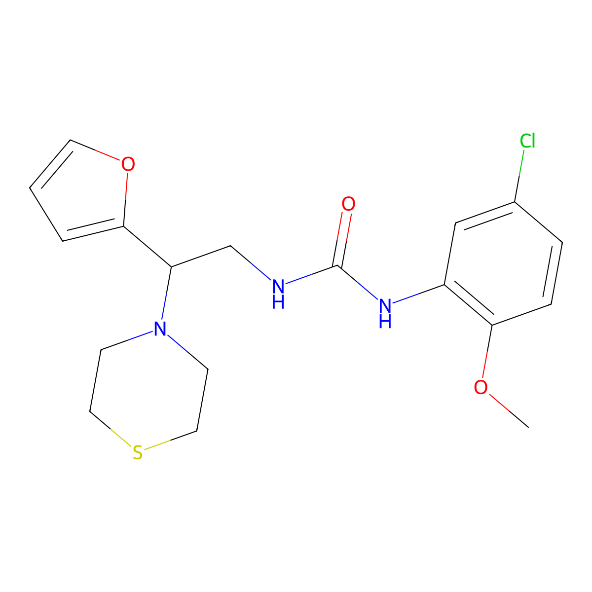 1-(5-Chloro-2-methoxyphenyl)-3-(2-(furan-2-yl)-2-thiomorpholinoethyl)urea molecular structure, CAS 2034541-30-3