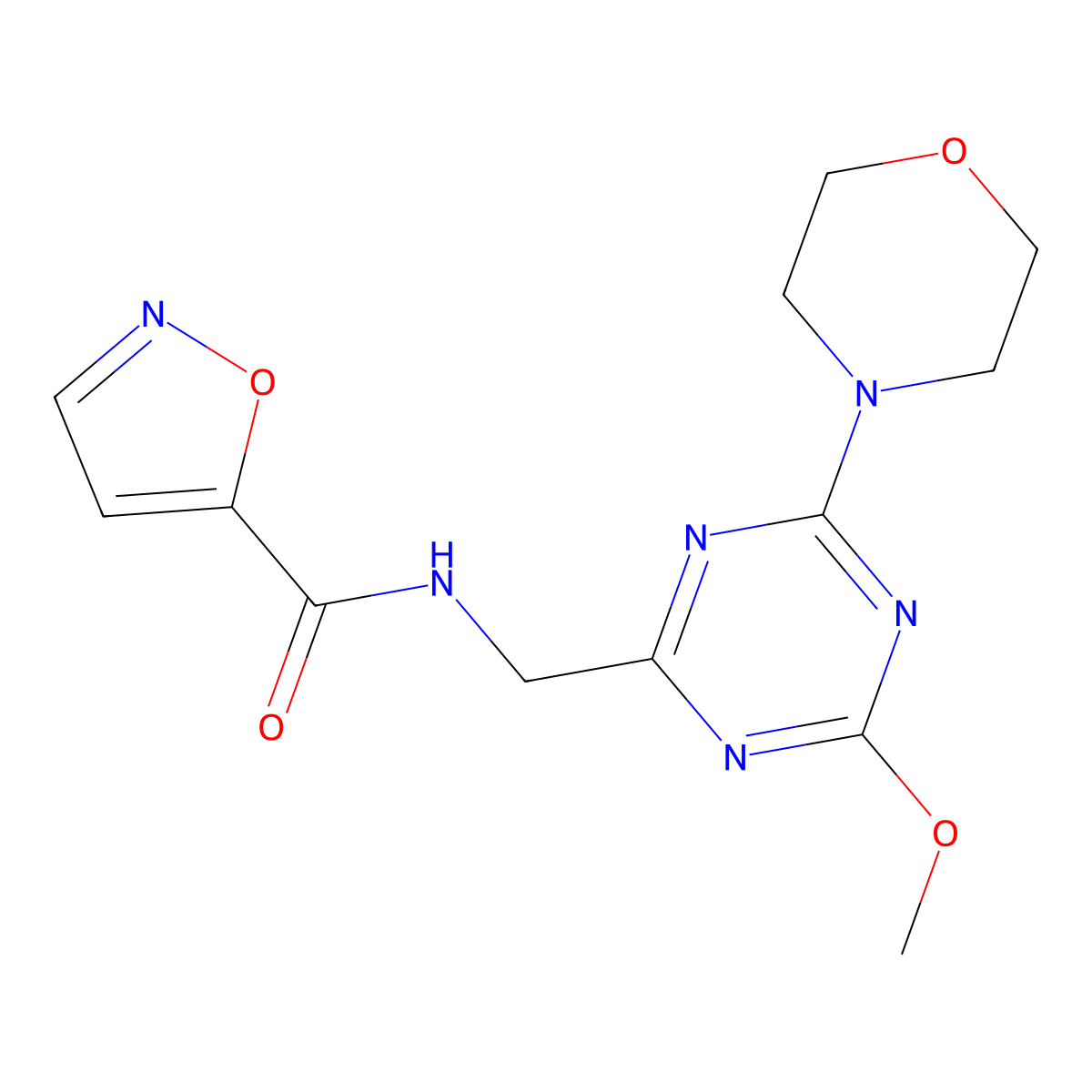 N-((4-methoxy-6-morpholino-1,3,5-triazin-2-yl)methyl)isoxazole-5-carboxamide molecular structure, CAS 2034541-36-9