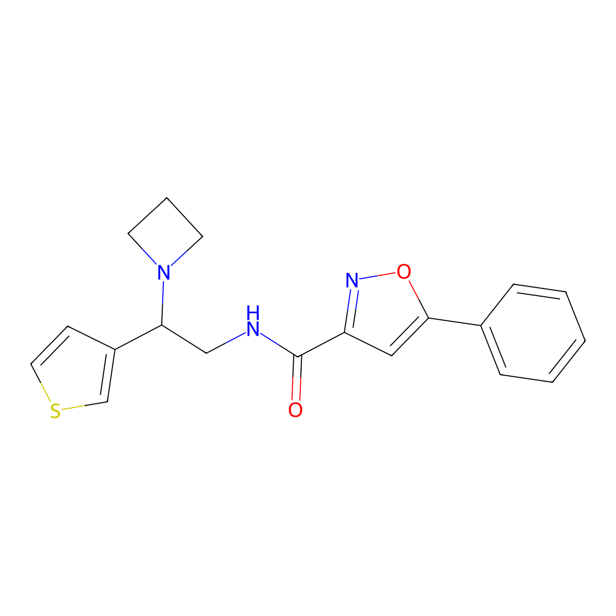 N-(2-(azetidin-1-yl)-2-(thiophen-3-yl)ethyl)-5-phenylisoxazole-3-carboxamide molecular structure, CAS 2034541-42-7