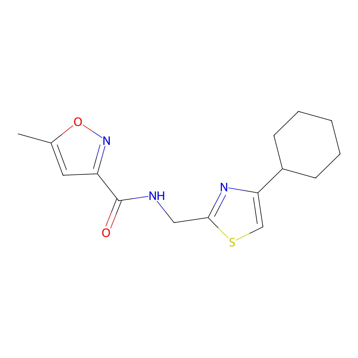 N-((4-cyclohexylthiazol-2-yl)methyl)-5-methylisoxazole-3-carboxamide molecular structure, CAS 2034541-45-0