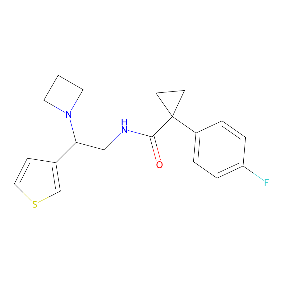 N-(2-(azetidin-1-yl)-2-(thiophen-3-yl)ethyl)-1-(4-fluorophenyl)cyclopropanecarboxamide molecular structure, CAS 2034541-47-2