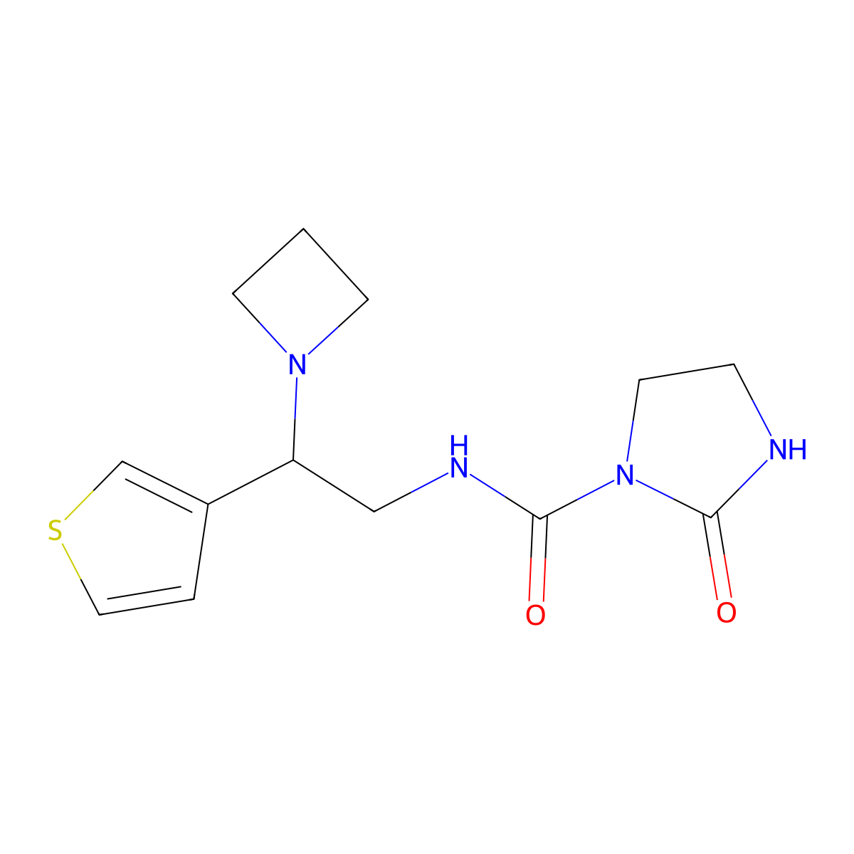 N-(2-(azetidin-1-yl)-2-(thiophen-3-yl)ethyl)-2-oxoimidazolidine-1-carboxamide molecular structure, CAS 2034541-51-8
