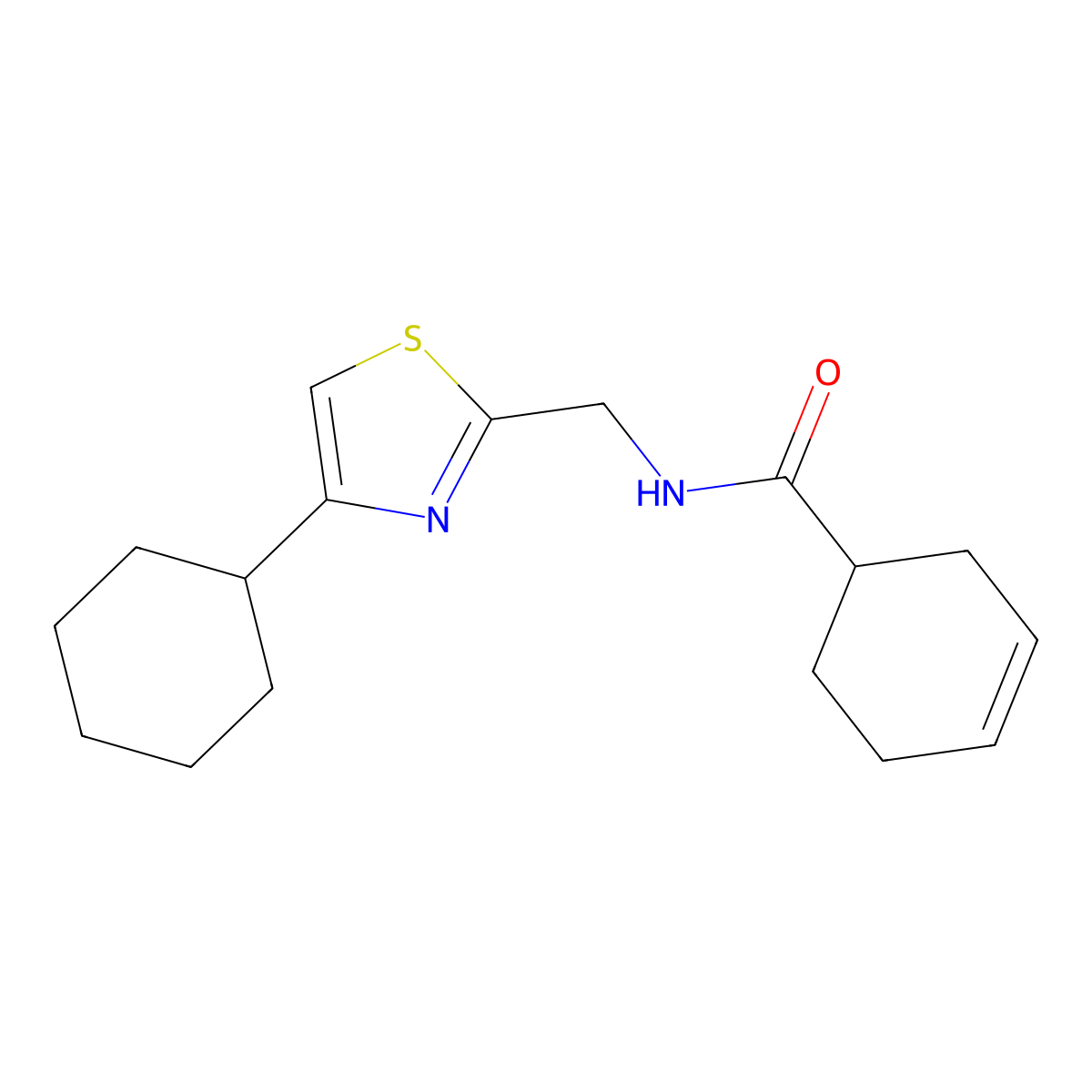 N-((4-cyclohexylthiazol-2-yl)methyl)cyclohex-3-enecarboxamide molecular structure, CAS 2034541-60-9