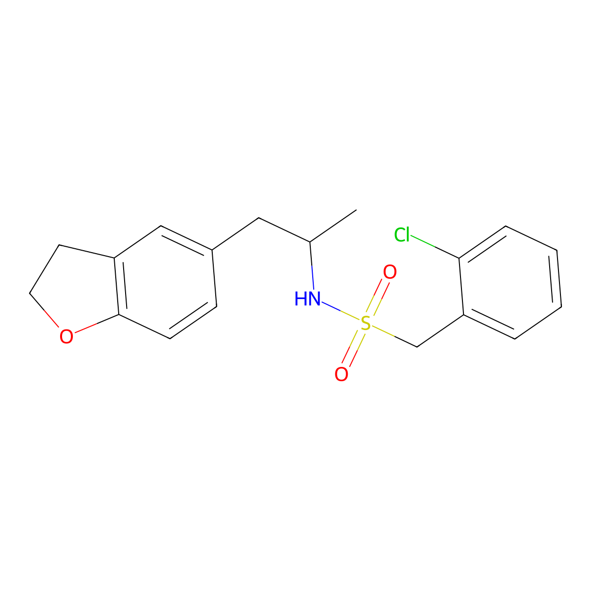 1-(2-chlorophenyl)-N-(1-(2,3-dihydrobenzofuran-5-yl)propan-2-yl)methanesulfonamide molecular structure, CAS 2034541-69-8