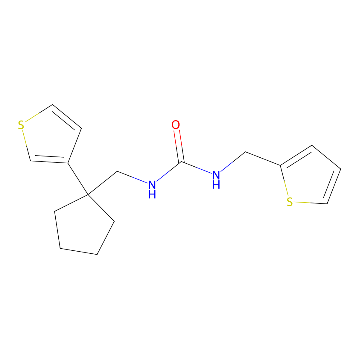 1-(Thiophen-2-ylmethyl)-3-((1-(thiophen-3-yl)cyclopentyl)methyl)urea molecular structure, CAS 2034541-78-9