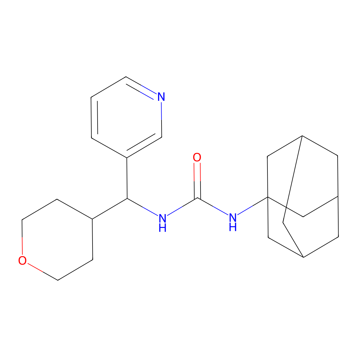 1-((3s,5s,7s)-adamantan-1-yl)-3-(pyridin-3-yl(tetrahydro-2H-pyran-4-yl)methyl)urea molecular structure, CAS 2034541-79-0