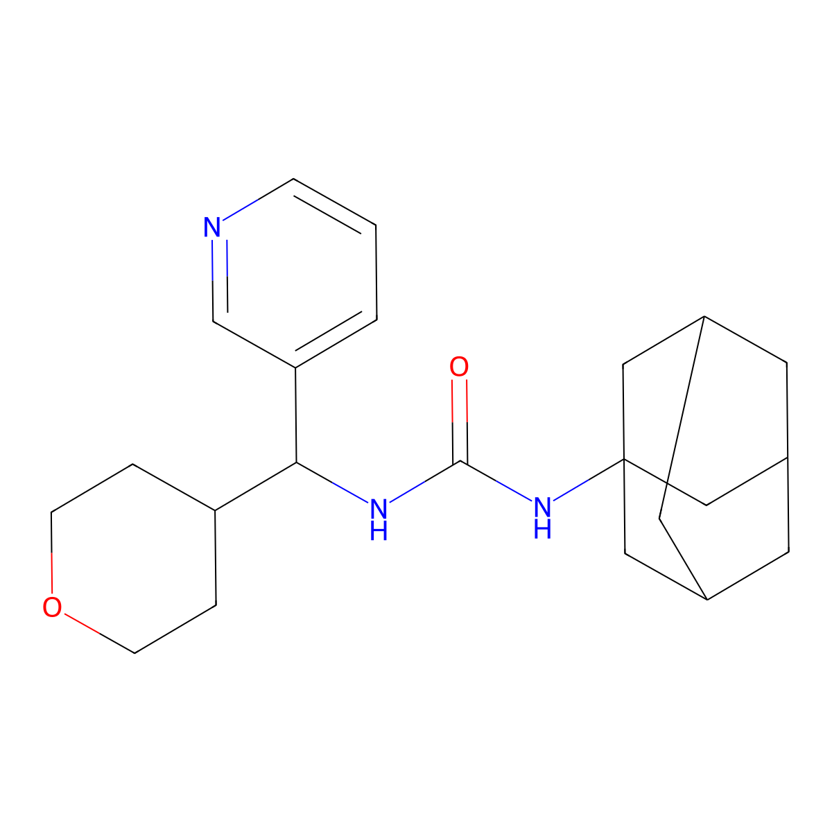 1-((3s,5s,7s)-adamantan-1-yl)-3-(pyridin-3-yl(tetrahydro-2H-pyran-4-yl)methyl)urea molecular structure, CAS 2034541-79-0
