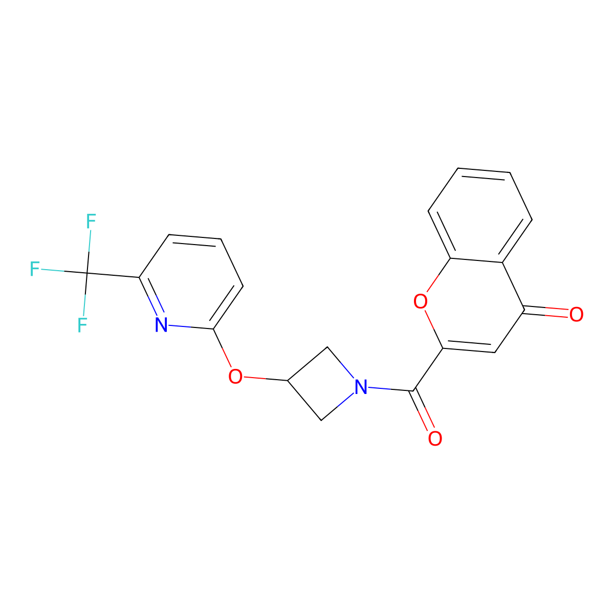 2-(3-{[6-(trifluoromethyl)pyridin-2-yl]oxy}azetidine-1-carbonyl)-4H-chromen-4-one molecular structure, CAS 2034541-85-8
